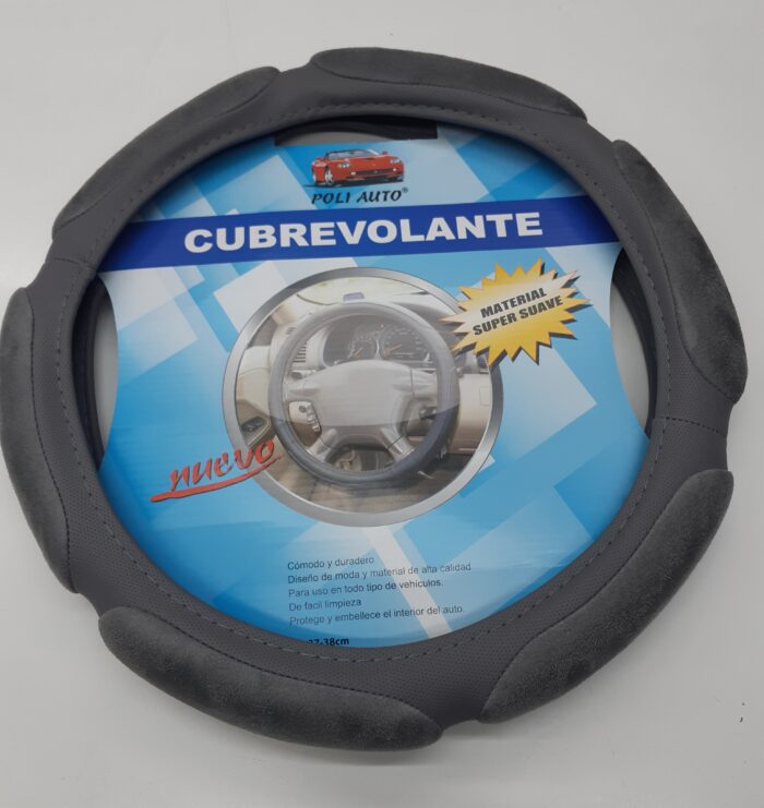 CUBRE VOLANTE POLI SUEDE GRIS ACOLCHONADO