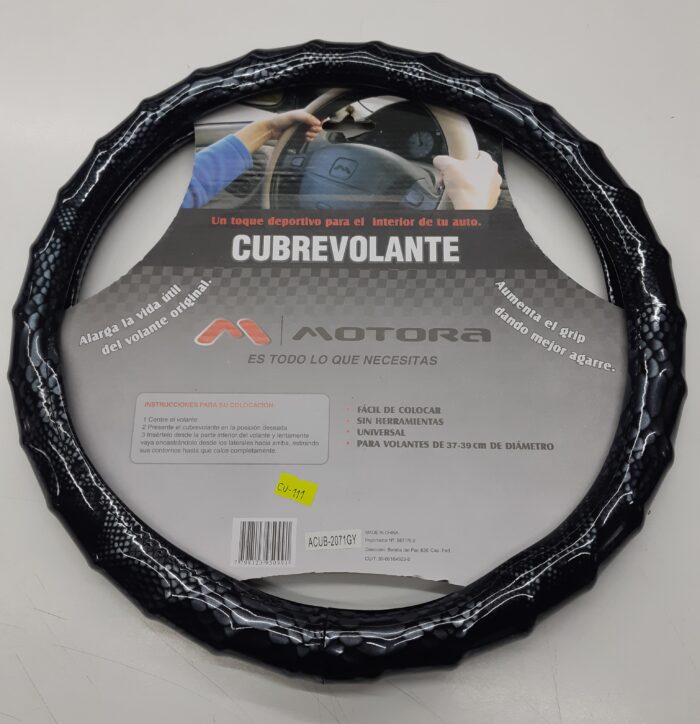 CUBRE VOLANTE MOTORA PIEL VIBORA GRIS 38CM
