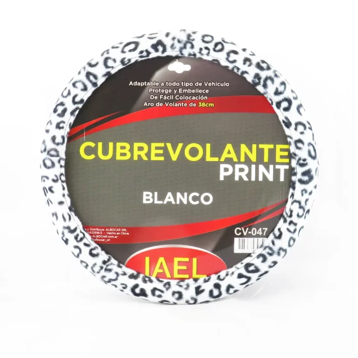 CUBRE VOLANTE IAEL ANIMAL PRINT BLANCO-NEGRO AFELP