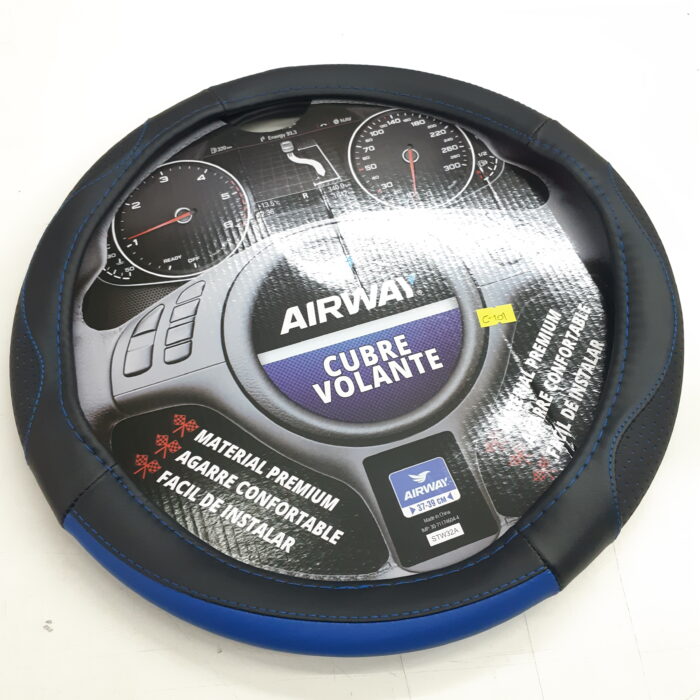 CUBRE VOLANTE AIRWAY NEGRO C/AZUL AIREADO