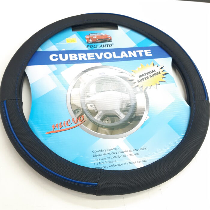 CUBRE VOLANTE CLASSIC NEGRO/AZUL 38CM
