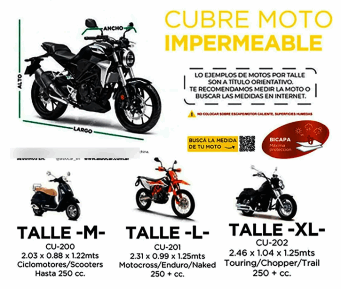 CUBRE MOTO TALLE M BI-CAPA MICROPERFORADO - Imagen 2