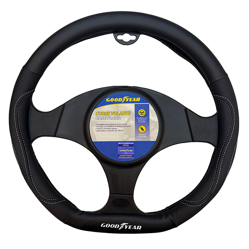CUBRE VOLANTE GOOD YEAR NEGRO B/PLANA C/BLANCA 38CM