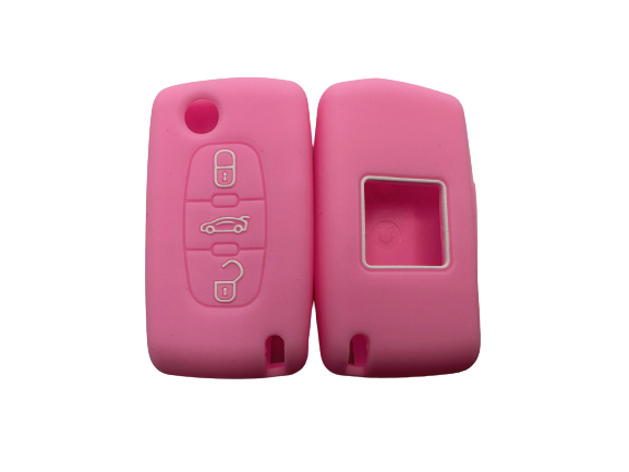 CUBRE LLAVE DE SILICONA - CITROEN 3 BOTONES NAVAJA C4 - PICASSO - GRAND PICASSO - COLOR ROSA